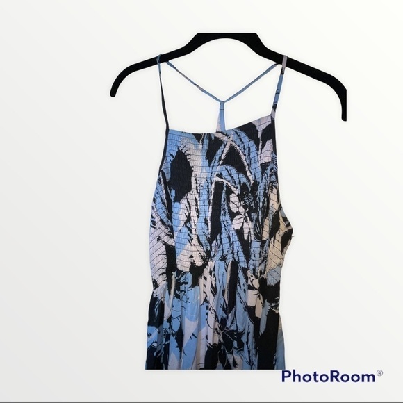 FREE PEOPLE Heat Wave Printed Maxi Floral Slip Dress Black & Blue, Size Small - Picture 12 of 13